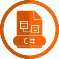 C Sharp Glyph Orange Circle Icon vector