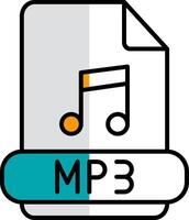 mp3 lleno medio cortar icono vector