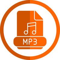 mp3 glifo naranja circulo icono vector