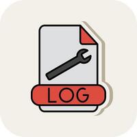 Log Format Line Filled White Shadow Icon vector