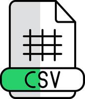 csv lleno medio cortar icono vector