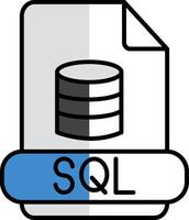 sql lleno medio cortar icono vector