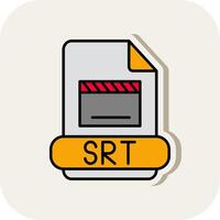 Srt Line Filled White Shadow Icon vector