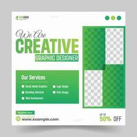 Corporate or graphic design agency social media post template. vector