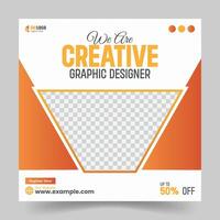 Corporate or graphic design agency social media post template. vector