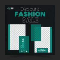 Discount Fashion Sale Social Media Post Template. vector