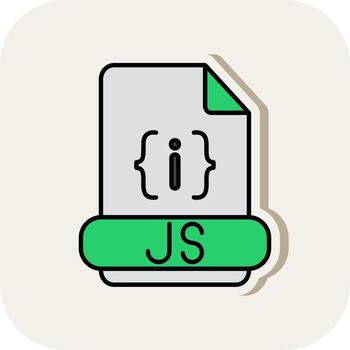 Js Format Line Filled White Shadow Icon vector