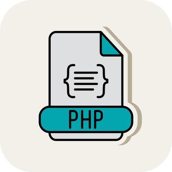 php línea lleno blanco sombra icono vector