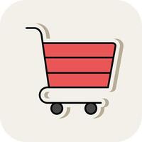 Shopping Cart Line Filled White Shadow Icon vector