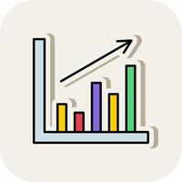 Bar Chart Line Filled White Shadow Icon vector