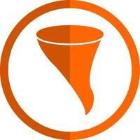 Tornado Glyph Orange Circle Icon vector