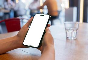 Berlin Germany January 21 2024 A woman holds a smartphone, showing a blank screen photo