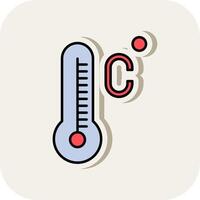 Celsius Line Filled White Shadow Icon vector