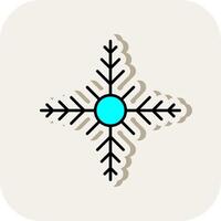 Snowflake Line Filled White Shadow Icon vector