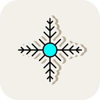 Snowflake Line Filled White Shadow Icon vector