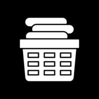 lavandería cesta glifo invertido icono vector