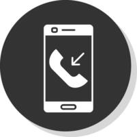 Incoming Call Glyph Grey Circle Icon vector