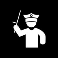 Policeman Holding Stick Glyph Inverted Icon vector