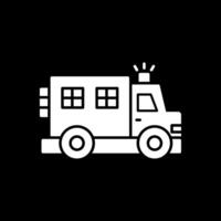 Police Van Glyph Inverted Icon vector