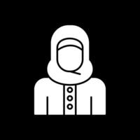 islámico mujer glifo invertido icono vector