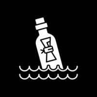 Message In Bottle Glyph Inverted Icon vector