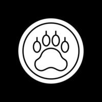 Pawprint Glyph Inverted Icon vector