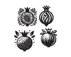 pomegranate silhouette icon graphic logo design vector