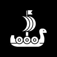 Viking Ship Glyph Inverted Icon vector