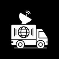 News Van Glyph Inverted Icon vector