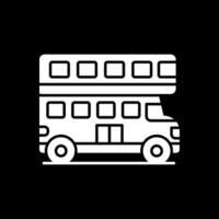 doble autobús glifo invertido icono vector