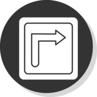 Turn Right Glyph Grey Circle Icon vector