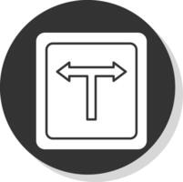 T Junction Glyph Grey Circle Icon vector