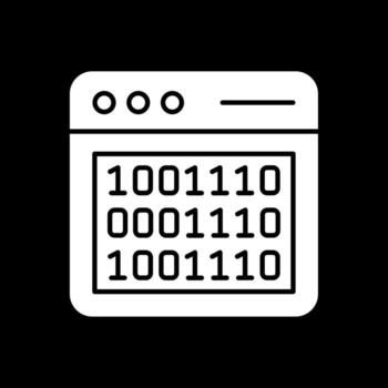 Binary Code Glyph Inverted Icon vector
