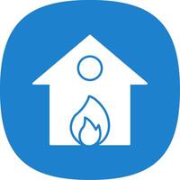 Burning House Glyph Curve Icon vector