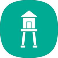 Water Tower Glyph Curve Icon vector