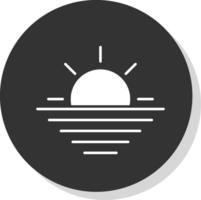 Sunset Glyph Grey Circle Icon vector