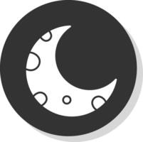 medio Luna glifo gris circulo icono vector