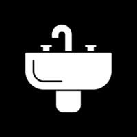 lavabo glifo invertido icono vector