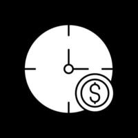 hora es dinero glifo invertido icono vector