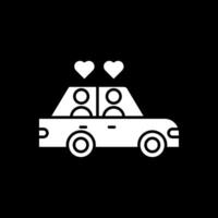 Boda coche glifo invertido icono vector