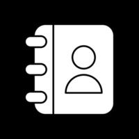 Contact Book Glyph Inverted Icon vector