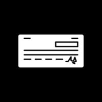 Bank check Glyph Inverted Icon vector