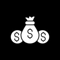 Money Bag Glyph Inverted Icon vector
