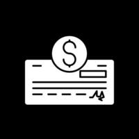 Pay Check Glyph Inverted Icon vector