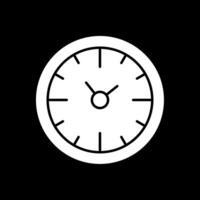 reloj hora glifo invertido icono vector