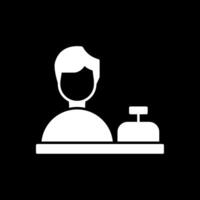 Shop Assistant Glyph Inverted Icon vector