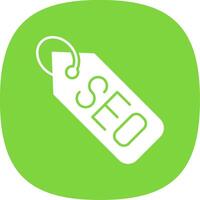 Seo Tag Glyph Curve Icon vector