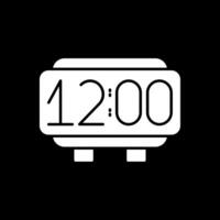 icono de glifo de reloj digital invertido vector