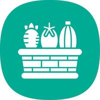 Vegetable Basket Glyph Curve Icon vector