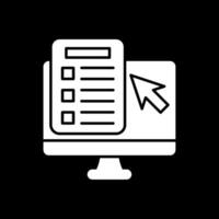 Online Test Glyph Inverted Icon vector